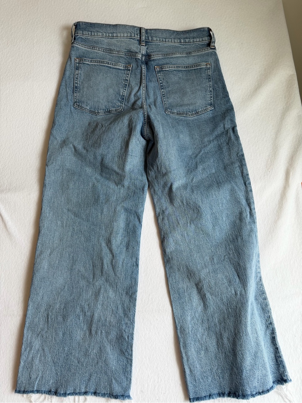 J.Crew Wide Leg Crop Jeans Womens 29 Light Wash Raw Hem High Rise Cropped Denim - Picture 10 of 10